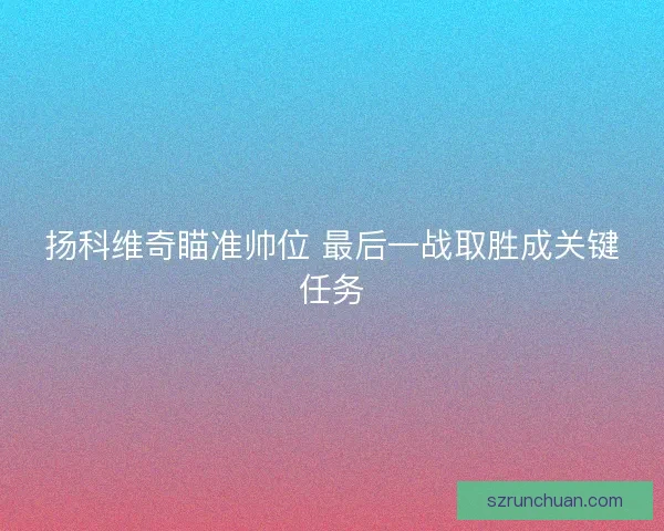 扬科维奇瞄准帅位 最后一战取胜成关键任务